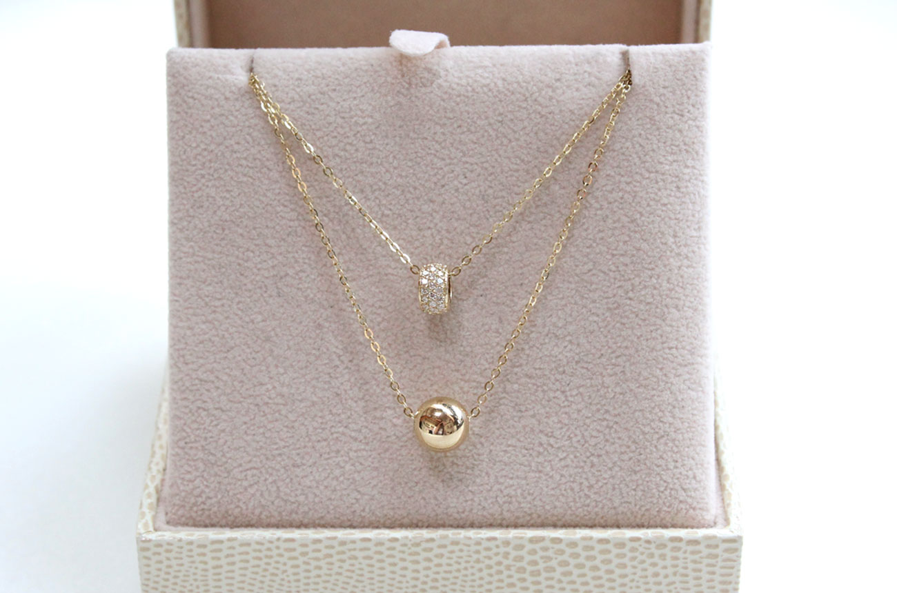 18K bubble twine necklace 14K women's daily cha