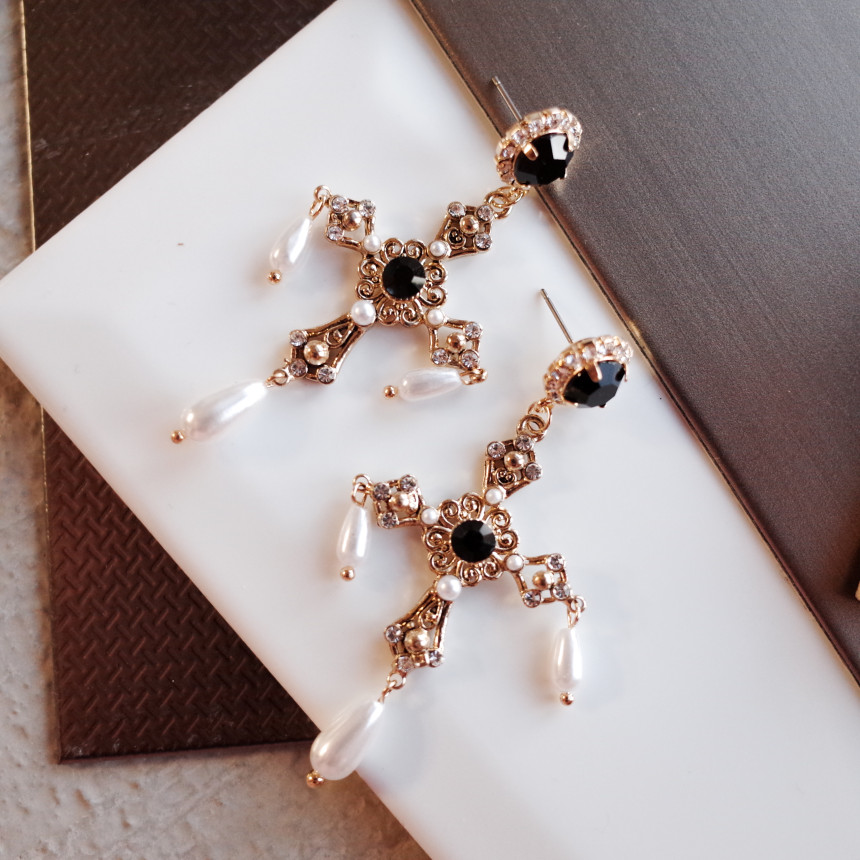 Byzantine Bold Cross Earrings Stylish Unique Desig