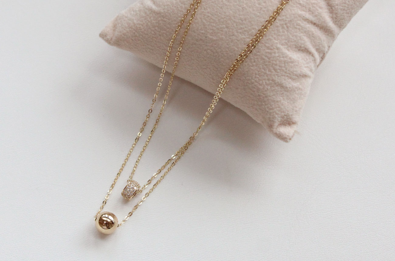 18K bubble twine necklace 14K women's daily cha