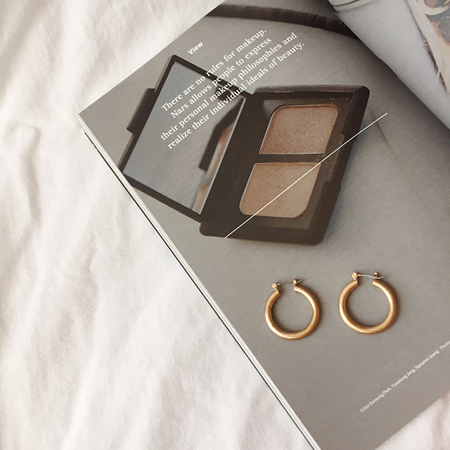 Bold Hoop Ring Earrings One-Touch Titanium Gold Po