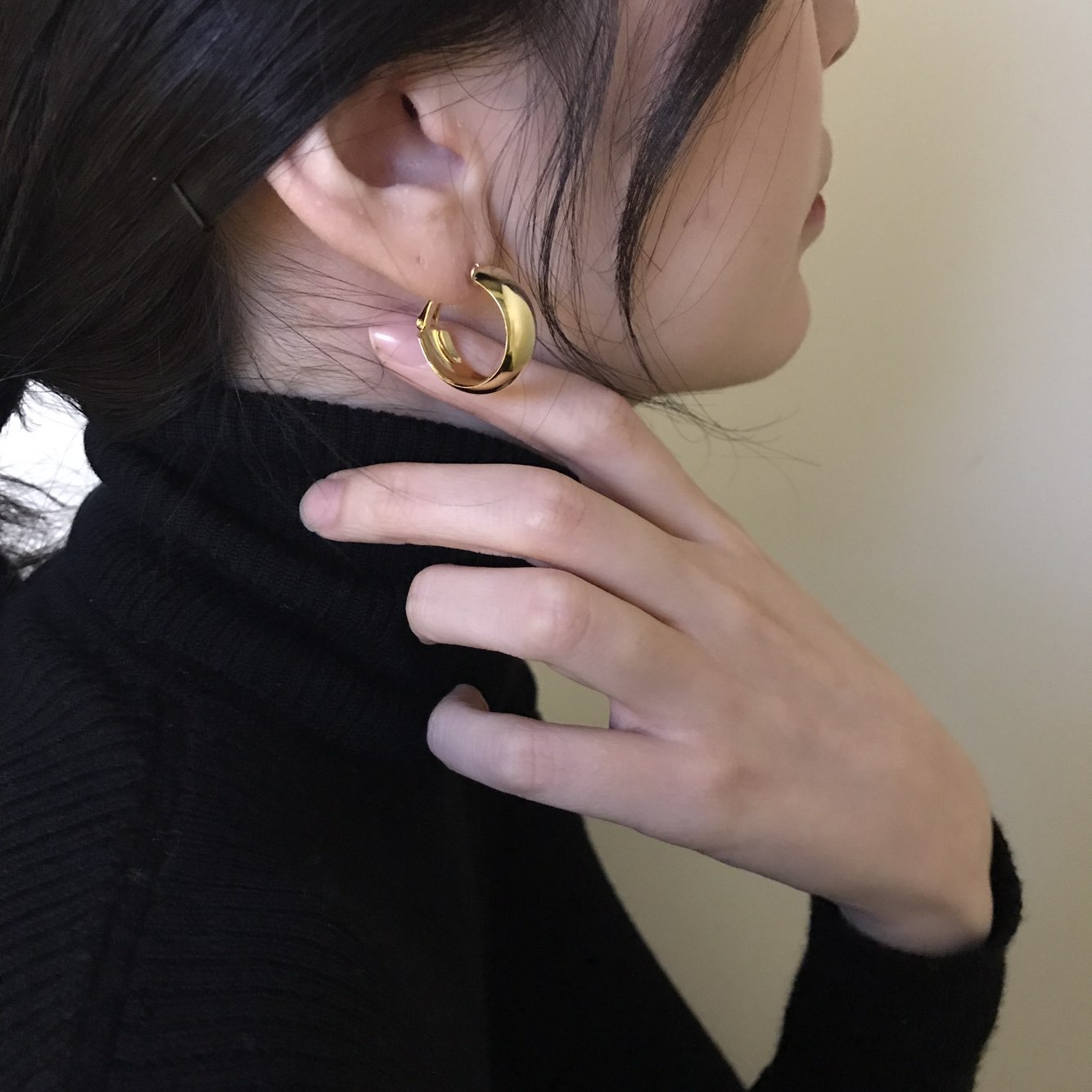 Simple Gold Daily Modern Earrings Charming Sique D