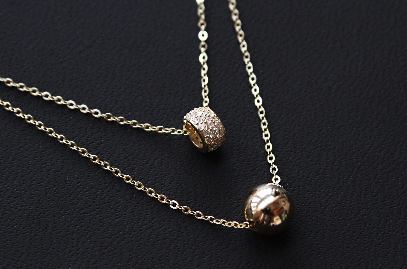 18K bubble twine necklace 14K women's daily cha