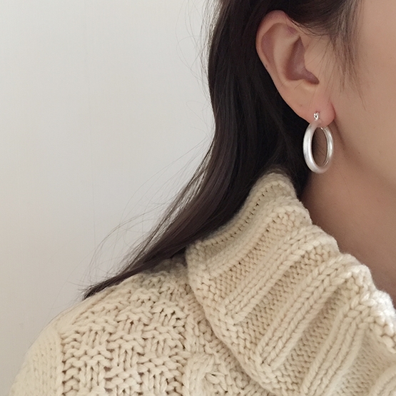 Bold Hoop Ring Earrings One-Touch Titanium Gold Po