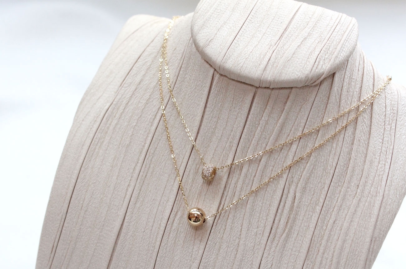 18K bubble twine necklace 14K women's daily cha