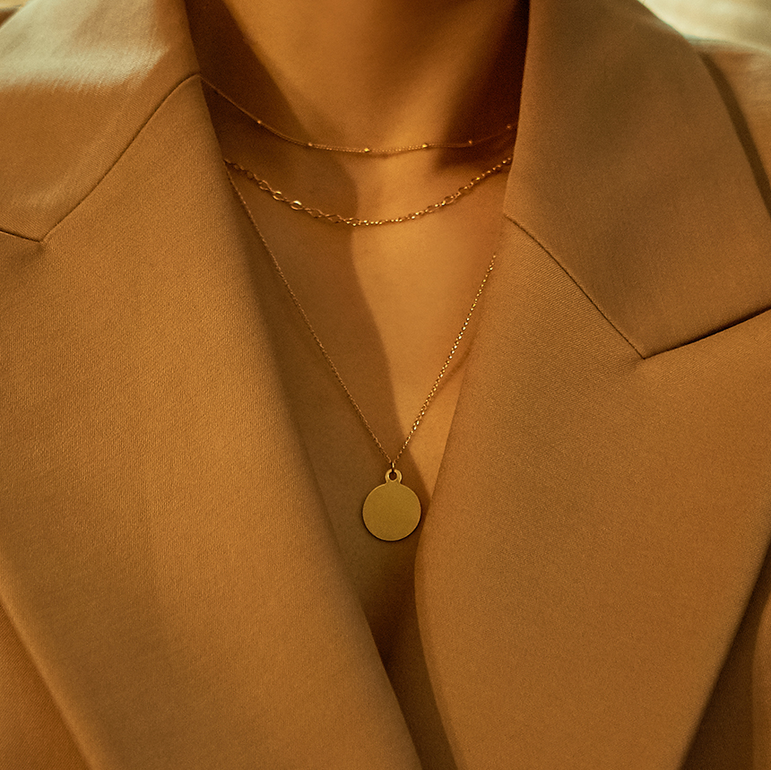 Runes Circle Coin Necklace 14k Gift 14k Pendant 14