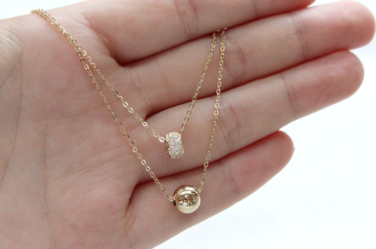 18K bubble twine necklace 14K women's daily cha