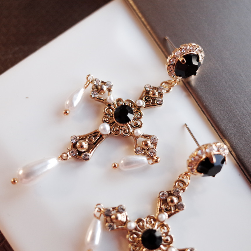 Byzantine Bold Cross Earrings Stylish Unique Desig