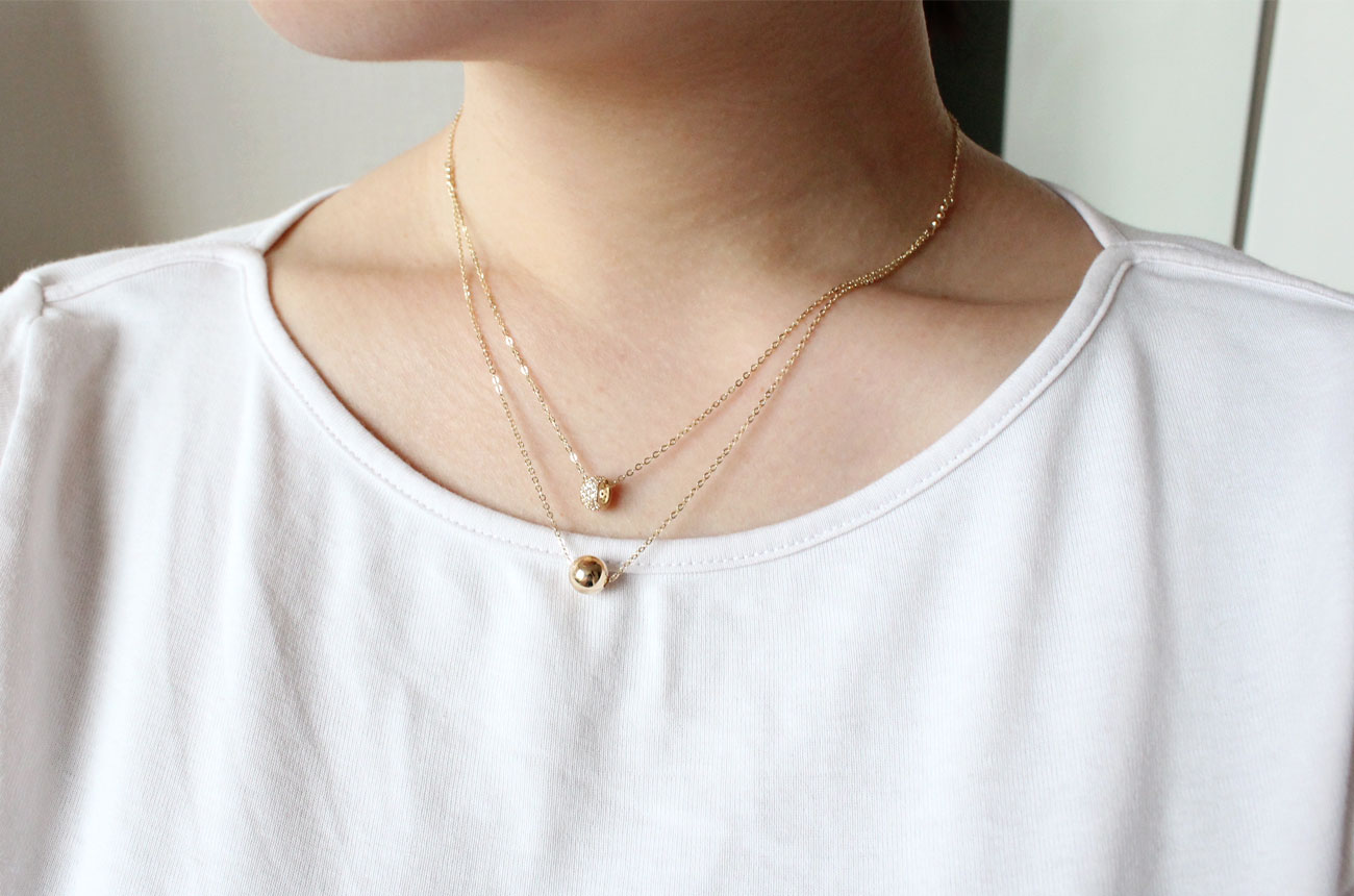 18K bubble twine necklace 14K women's daily cha