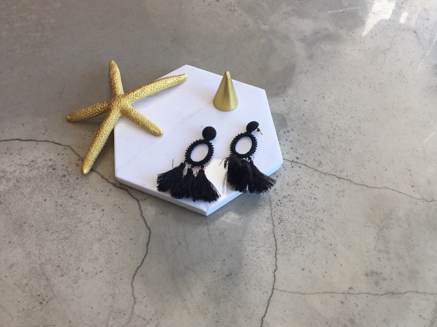 Black Tassel Earrings Fashionable Bohemian Lovely 