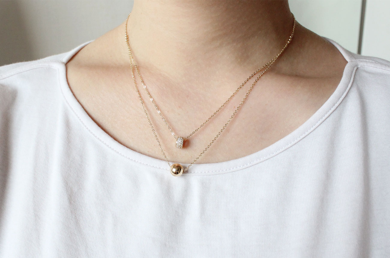 18K bubble twine necklace 14K women's daily cha