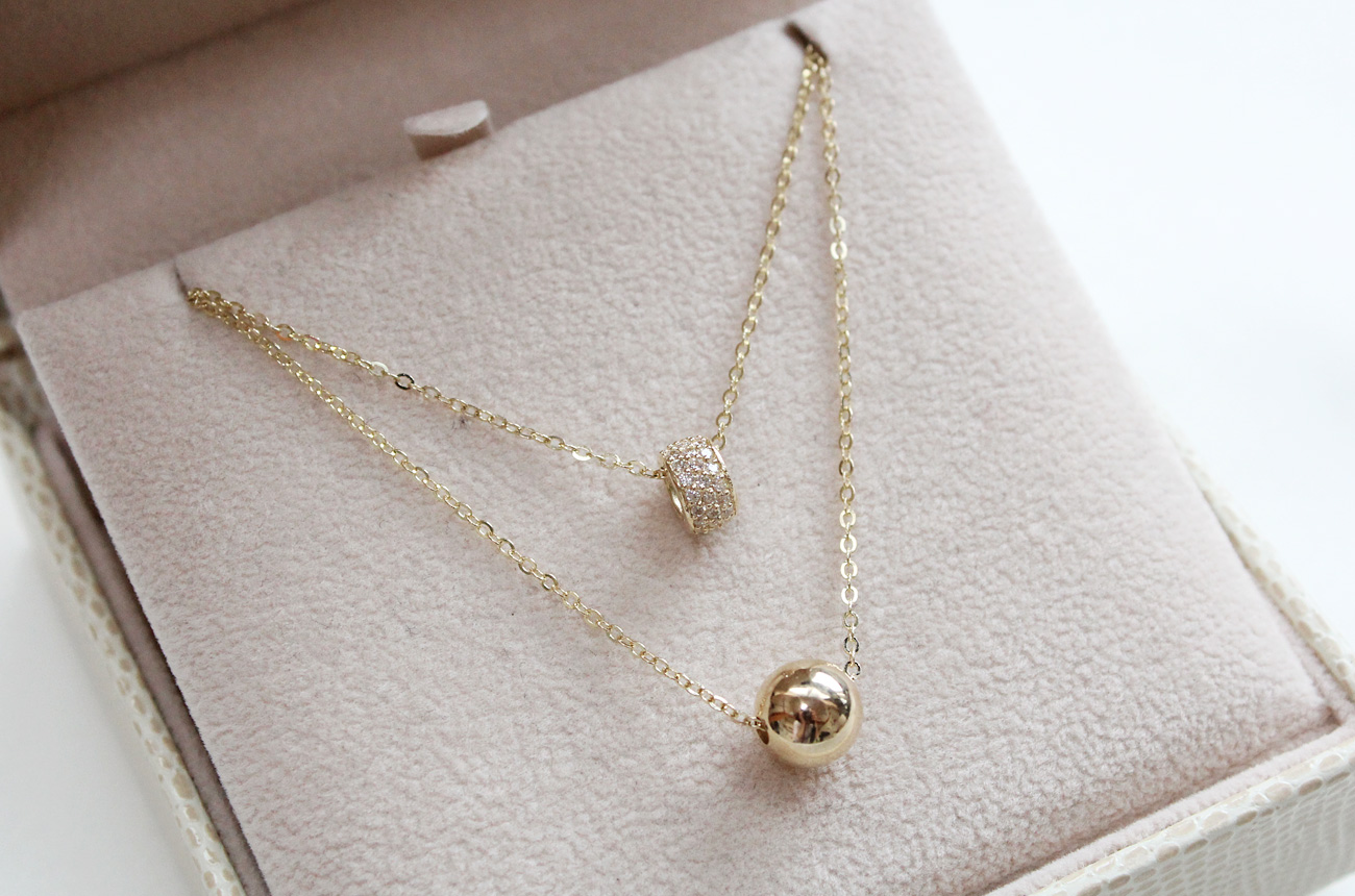 18K bubble twine necklace 14K women's daily cha