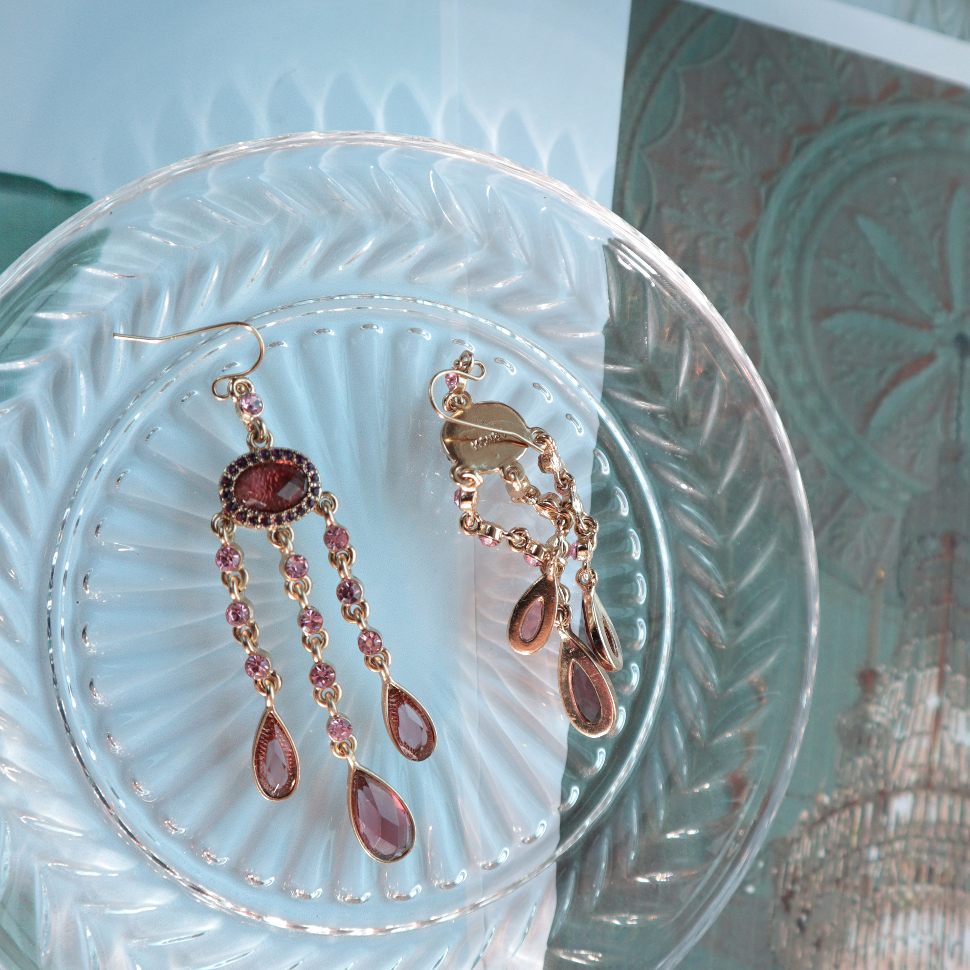 Vintage Bohemian Pink Cubic Drop Earrings Unique U