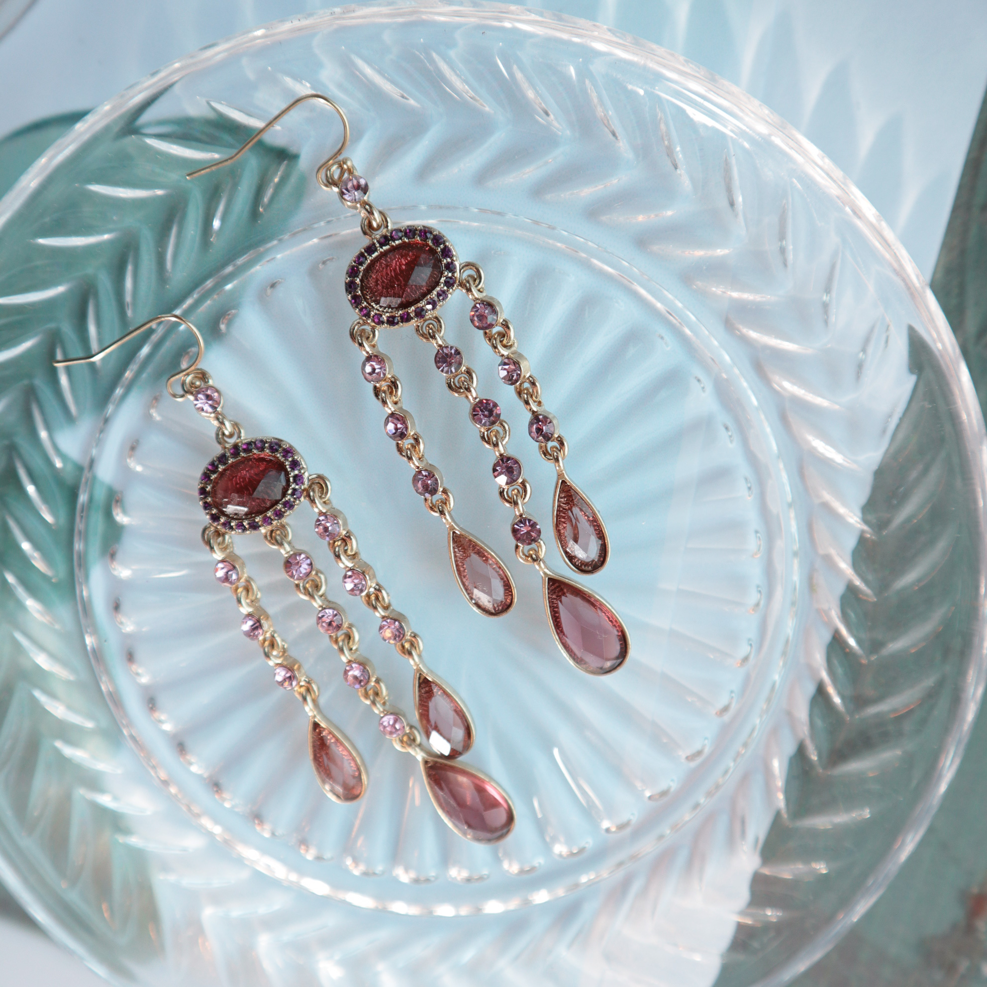 Vintage Bohemian Pink Cubic Drop Earrings Unique U