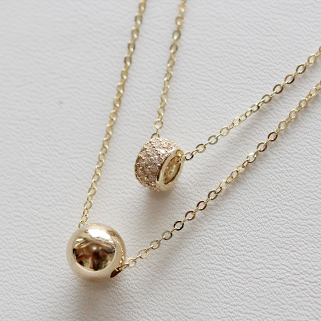 18K bubble twine necklace 14K women's daily cha