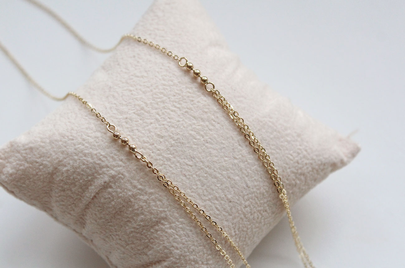 18K bubble twine necklace 14K women's daily cha