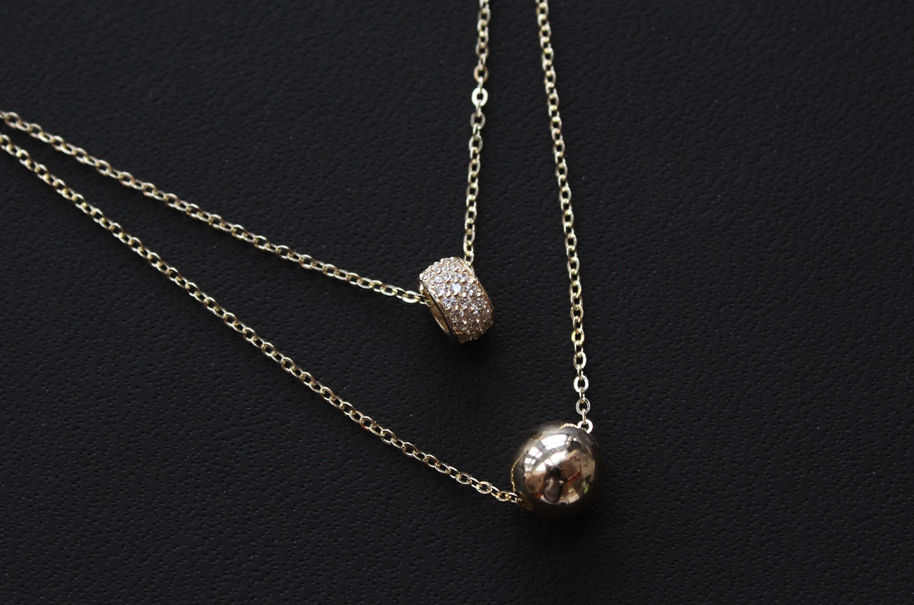 18K bubble twine necklace 14K women's daily cha