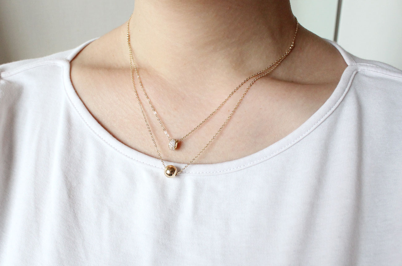 18K bubble twine necklace 14K women's daily cha