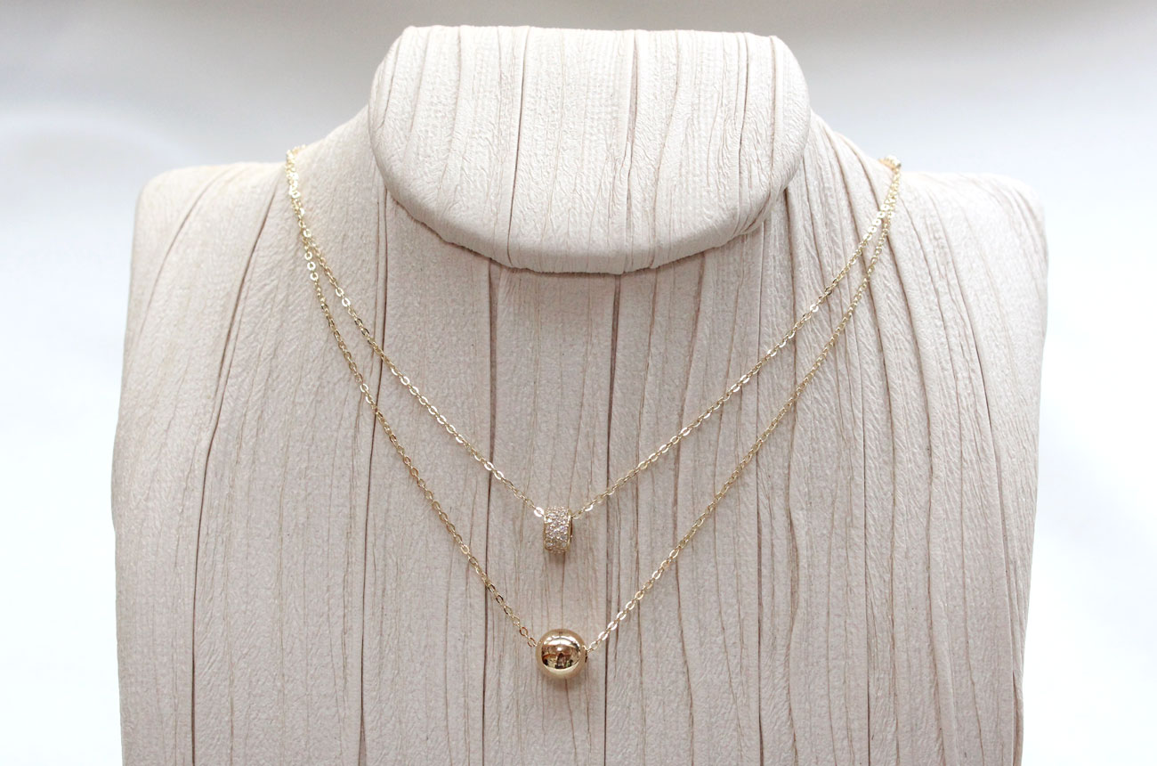 18K bubble twine necklace 14K women's daily cha