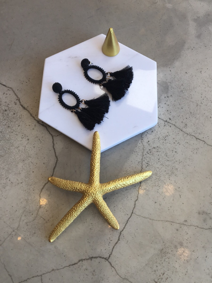 Black Tassel Earrings Fashionable Bohemian Lovely 