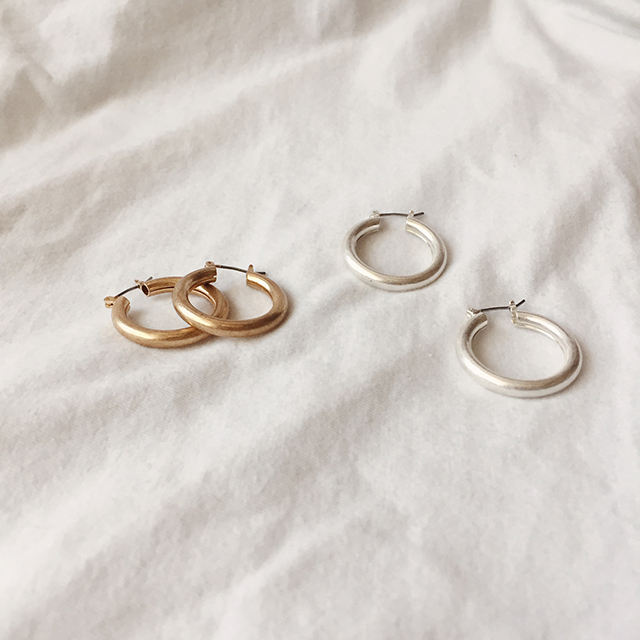 Bold Hoop Ring Earrings One-Touch Titanium Gold Po