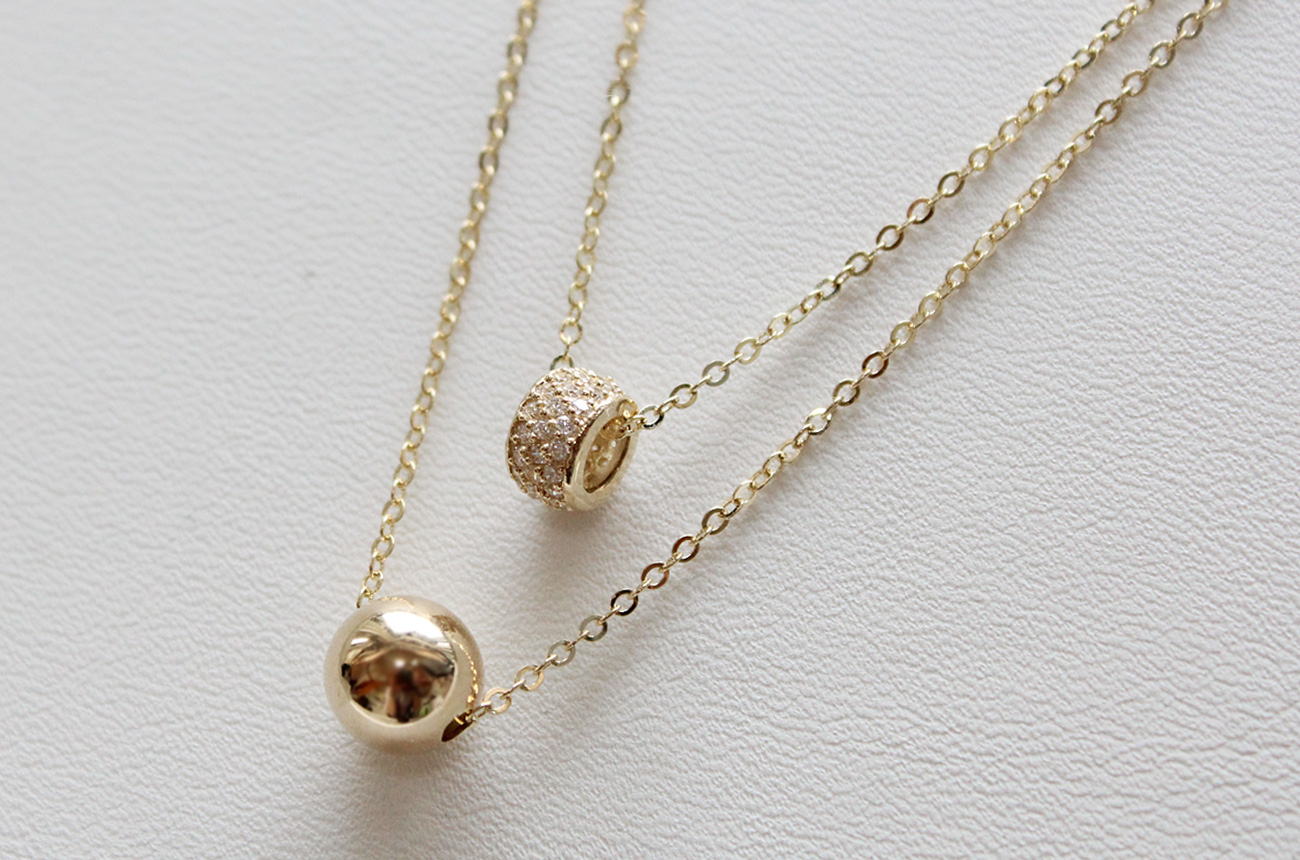 18K bubble twine necklace 14K women's daily cha