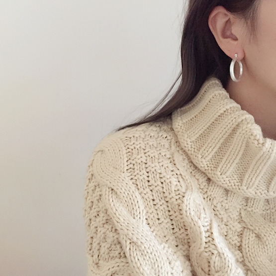 Bold Hoop Ring Earrings One-Touch Titanium Gold Po