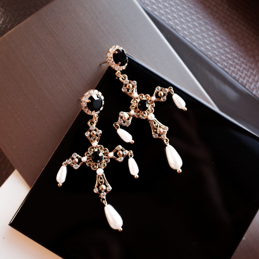 Byzantine Bold Cross Earrings Stylish Unique Desig