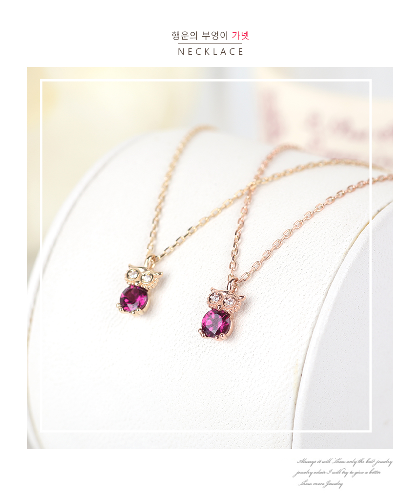 January Birthstone Lucky Owl Garnet Necklace Wife 