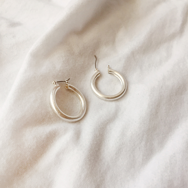 Bold Hoop Ring Earrings One-Touch Titanium Gold Po