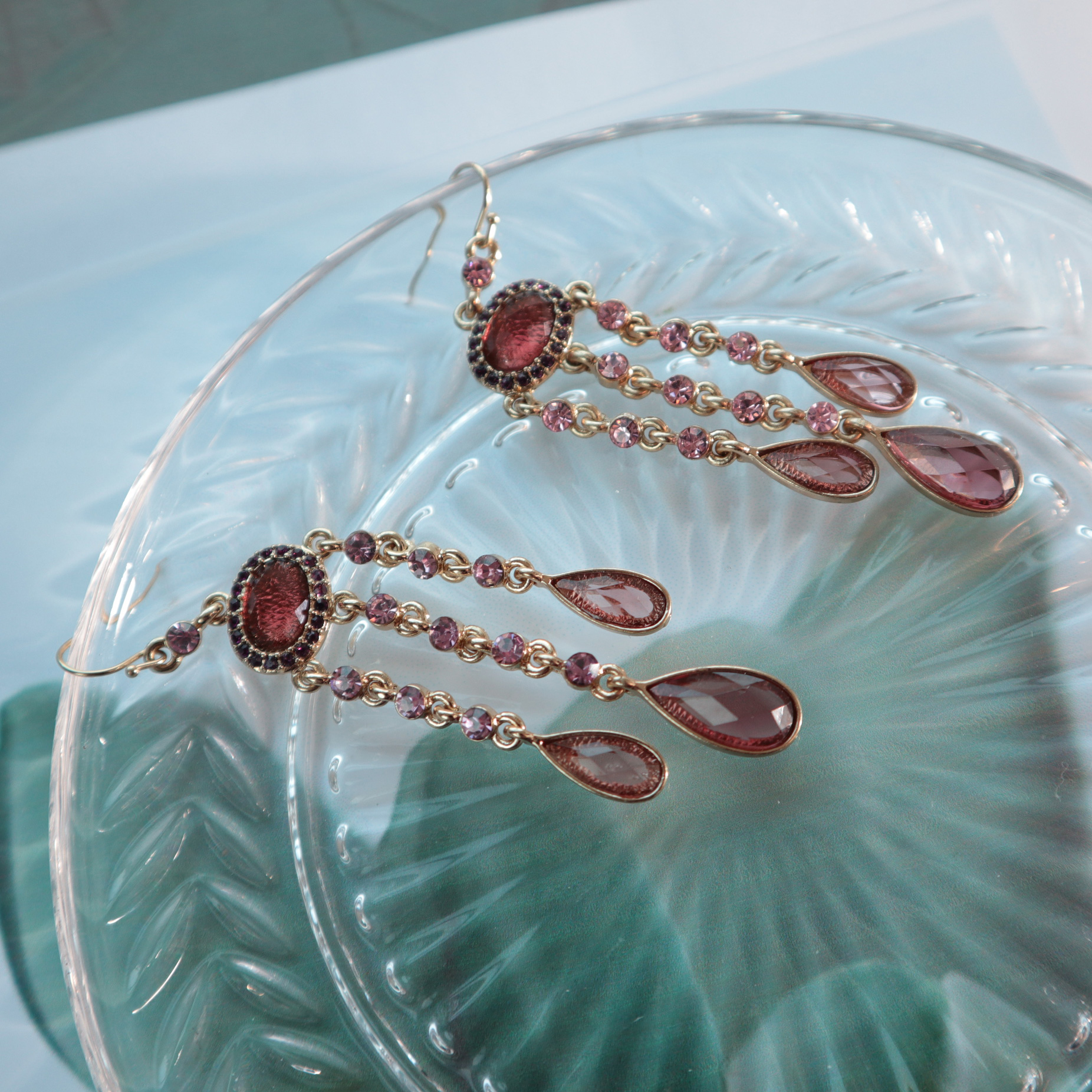 Vintage Bohemian Pink Cubic Drop Earrings Unique U