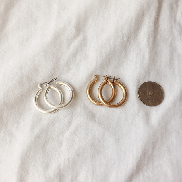 Bold Hoop Ring Earrings One-Touch Titanium Gold Po