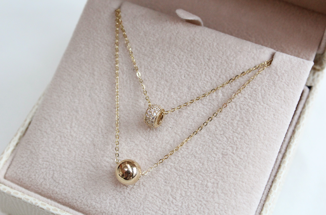 18K bubble twine necklace 14K women's daily cha