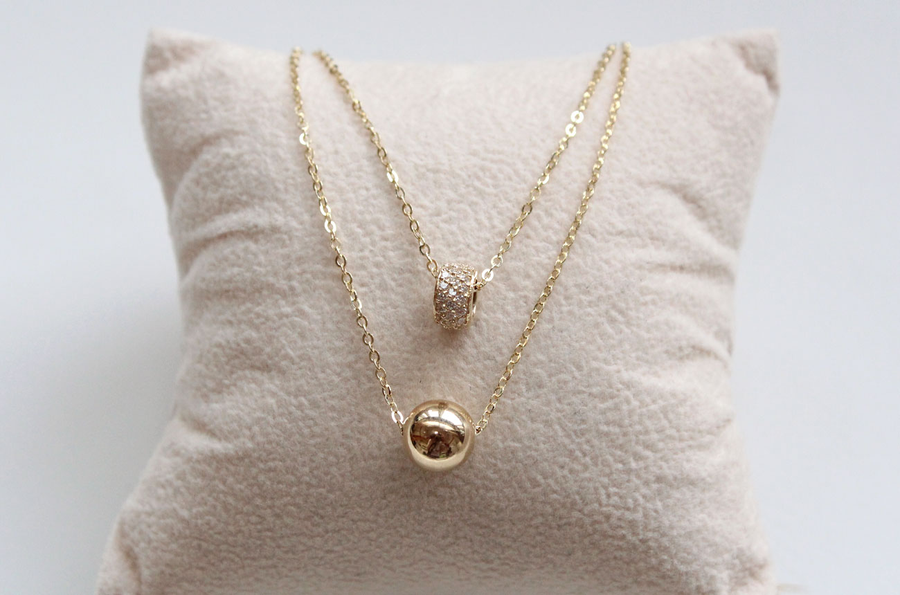 18K bubble twine necklace 14K women's daily cha