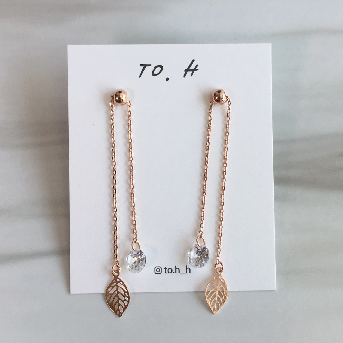 Two-Leaves Two-Drop Drop Earrings Silver Cute Pret