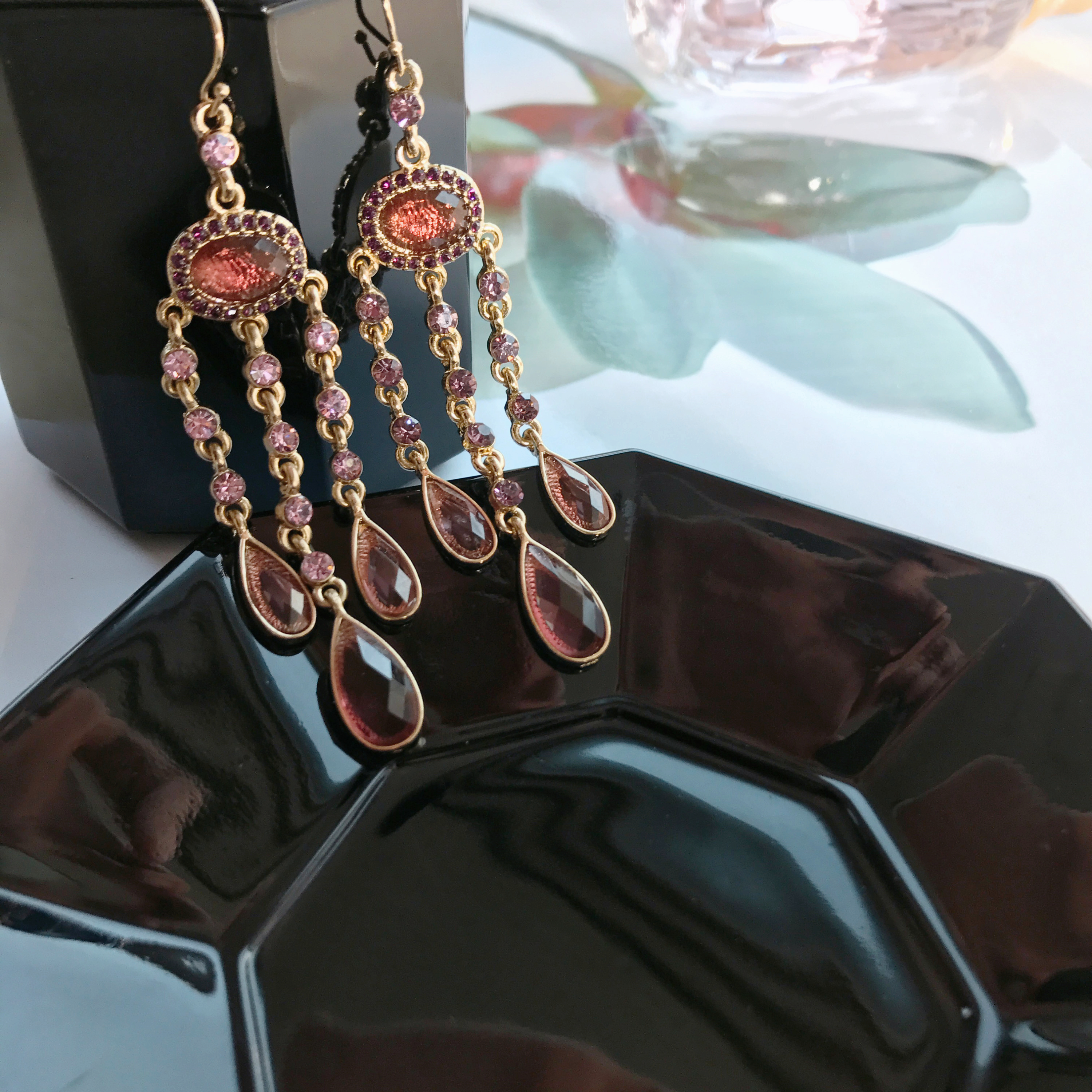 Vintage Bohemian Pink Cubic Drop Earrings Unique U