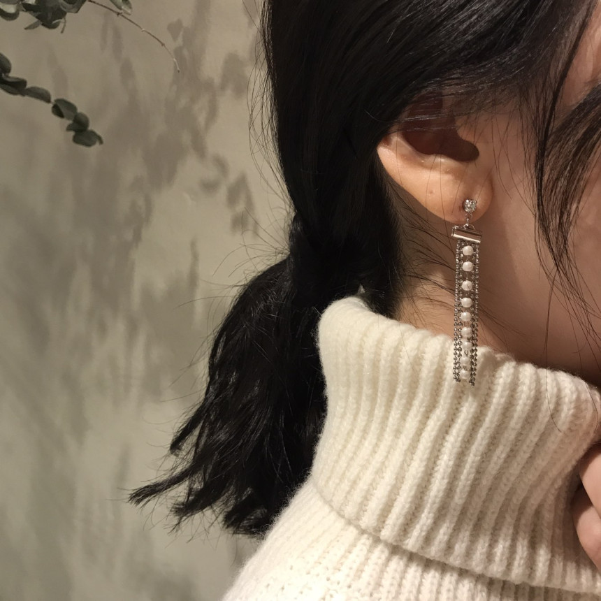 Garni cubic pearl drop earrings Daily coordination