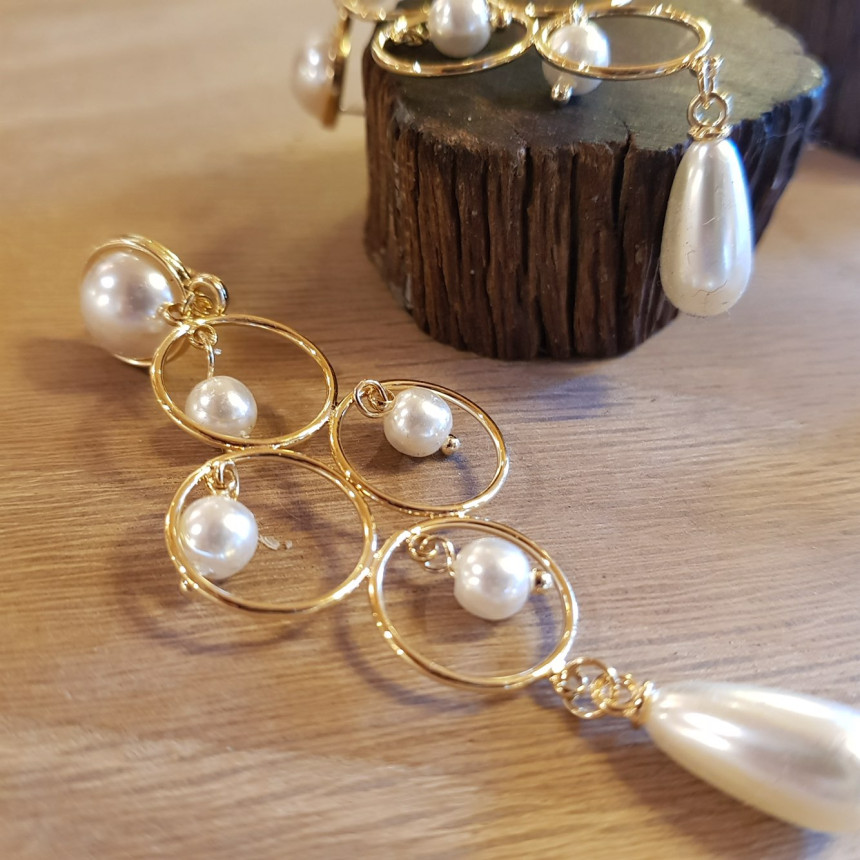 Queen Pearl Drop Earrings Classic Look Glam Sexy M