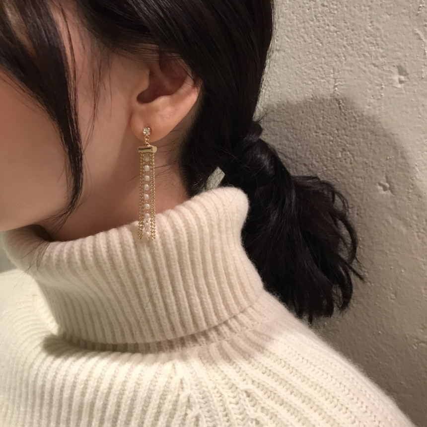 Garni cubic pearl drop earrings Daily coordination