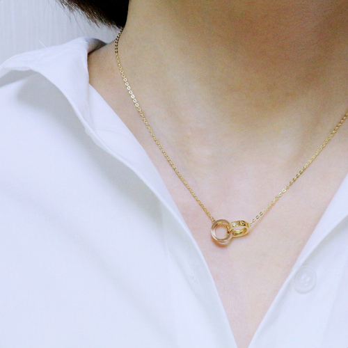 Lovely pink yellow necklace 14k ring 14k couple 14