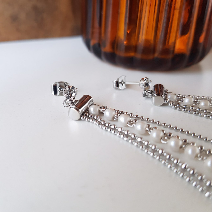 Garni cubic pearl drop earrings Daily coordination