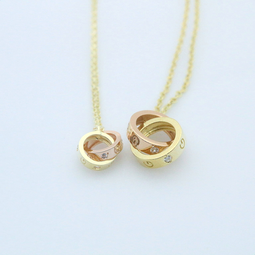 Lovely pink yellow necklace 14k ring 14k couple 14