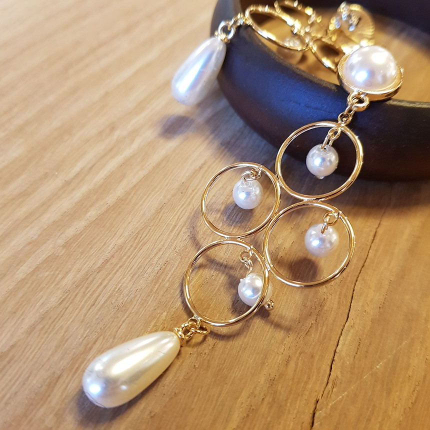 Queen Pearl Drop Earrings Classic Look Glam Sexy M