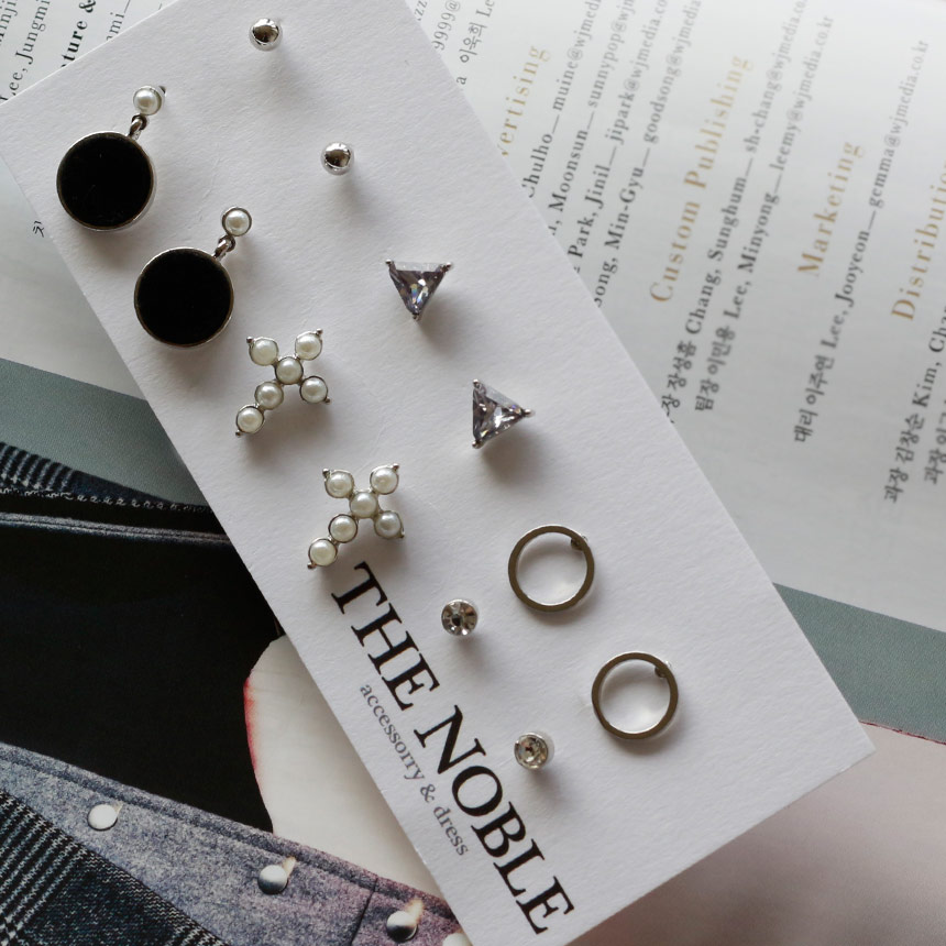 Black Velvet Mini Earrings Set Bold Modern Cubic D