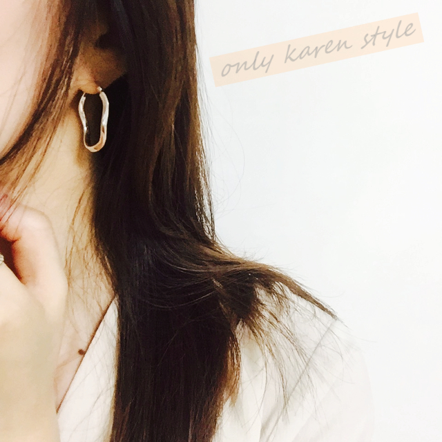 silver925 wave wave one-touch ring earrings black 