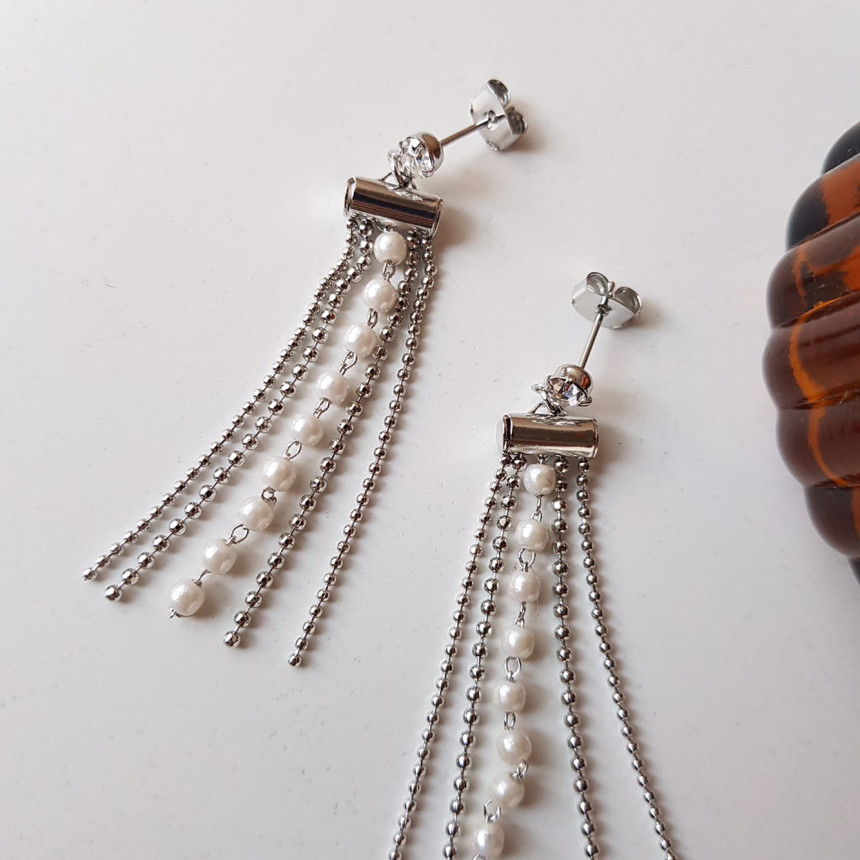 Garni cubic pearl drop earrings Daily coordination