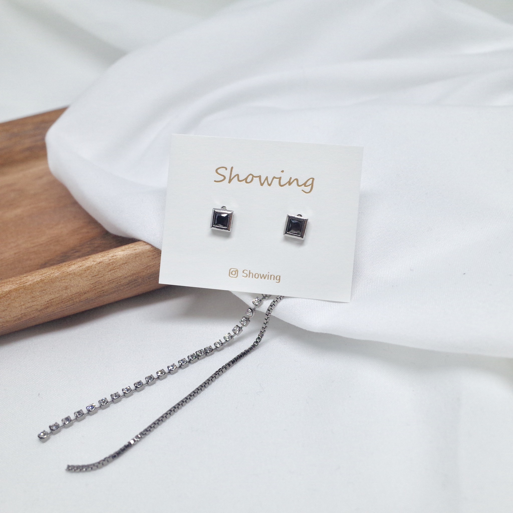 Mini Square Black Uncut Drop Earrings Year-end Loo