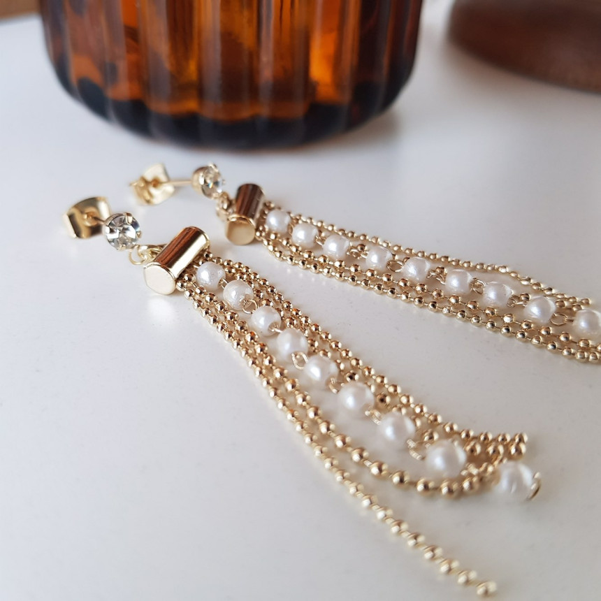 Garni cubic pearl drop earrings Daily coordination