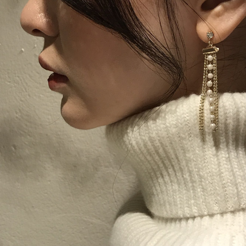 Garni cubic pearl drop earrings Daily coordination