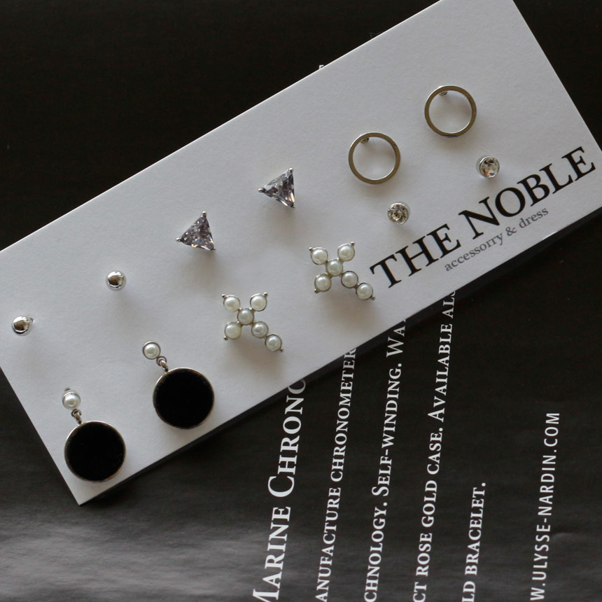 Black Velvet Mini Earrings Set Bold Modern Cubic D