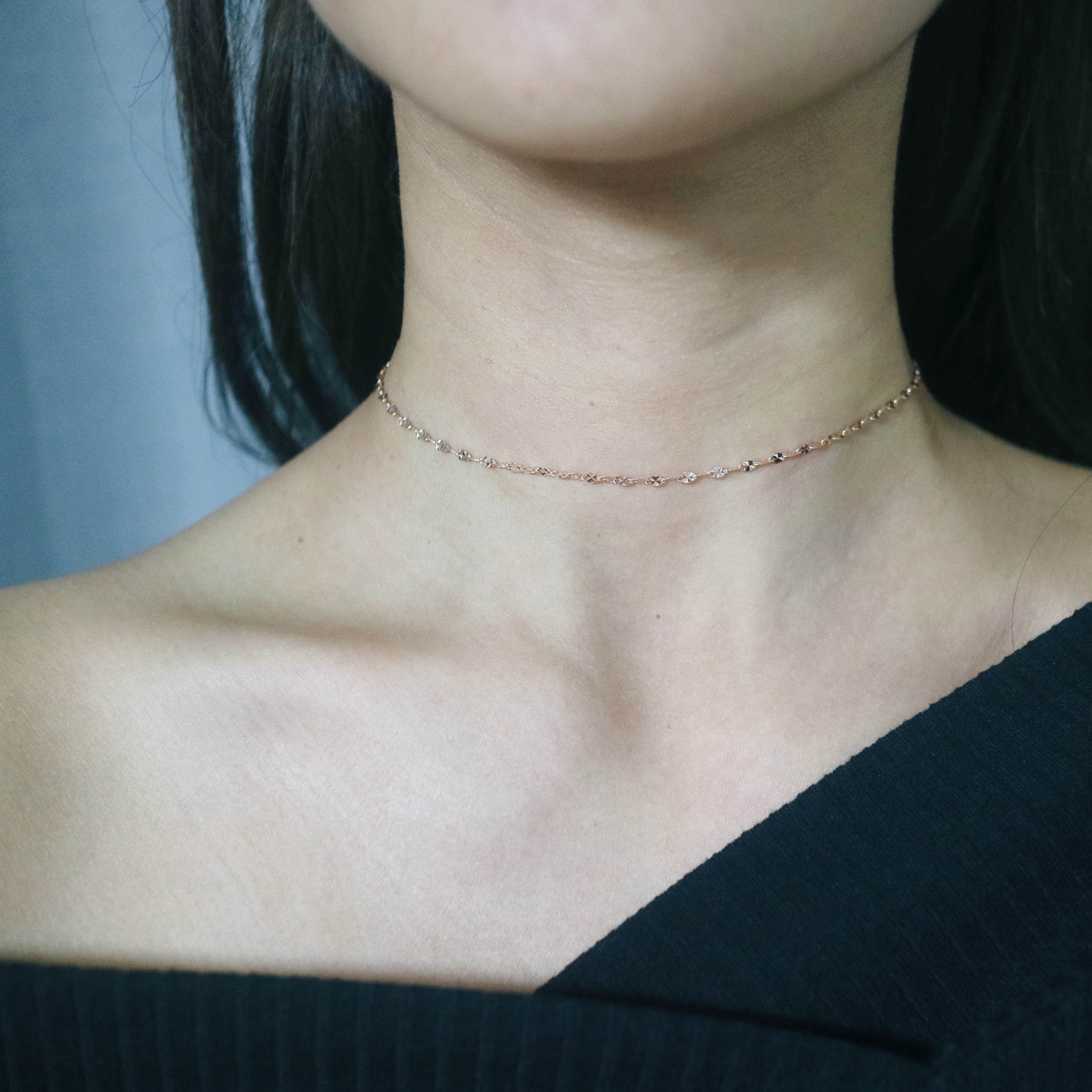 Chain Cube Choker Necklace 31 + 5cm 20's Girl&#